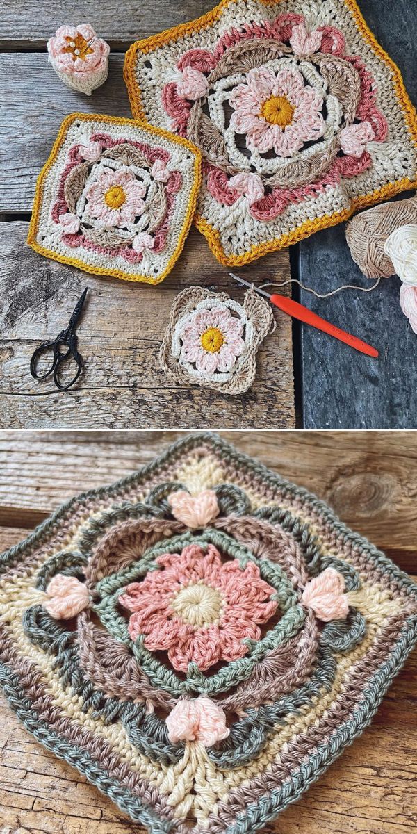 free floral square crochet square