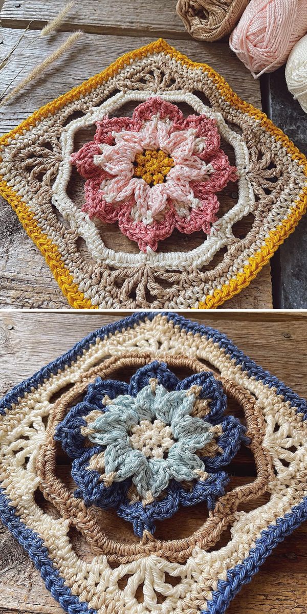 free floral squares crochet pattern