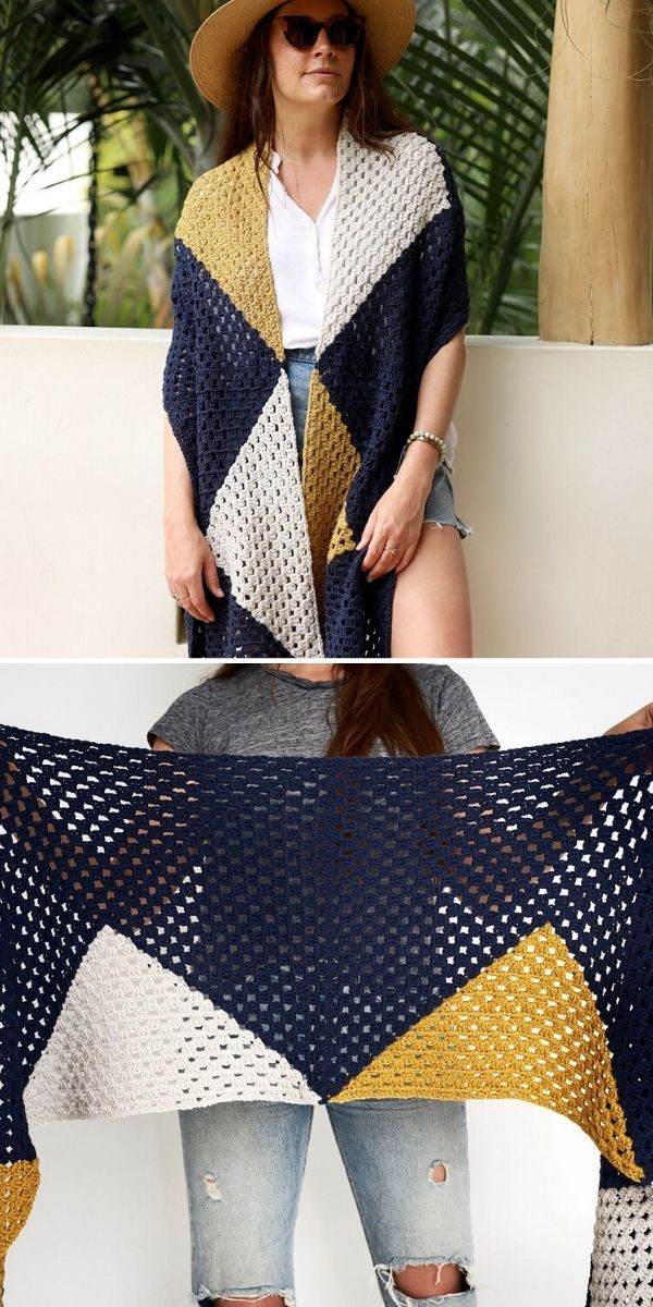 Geometry Wrap free Crochet Pattern