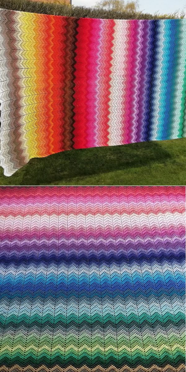 Ultimate rainbow ripple blanket