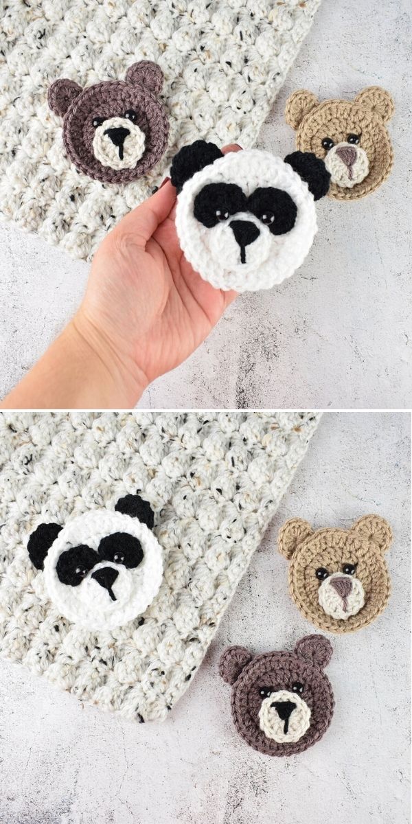 Crochet bear applique