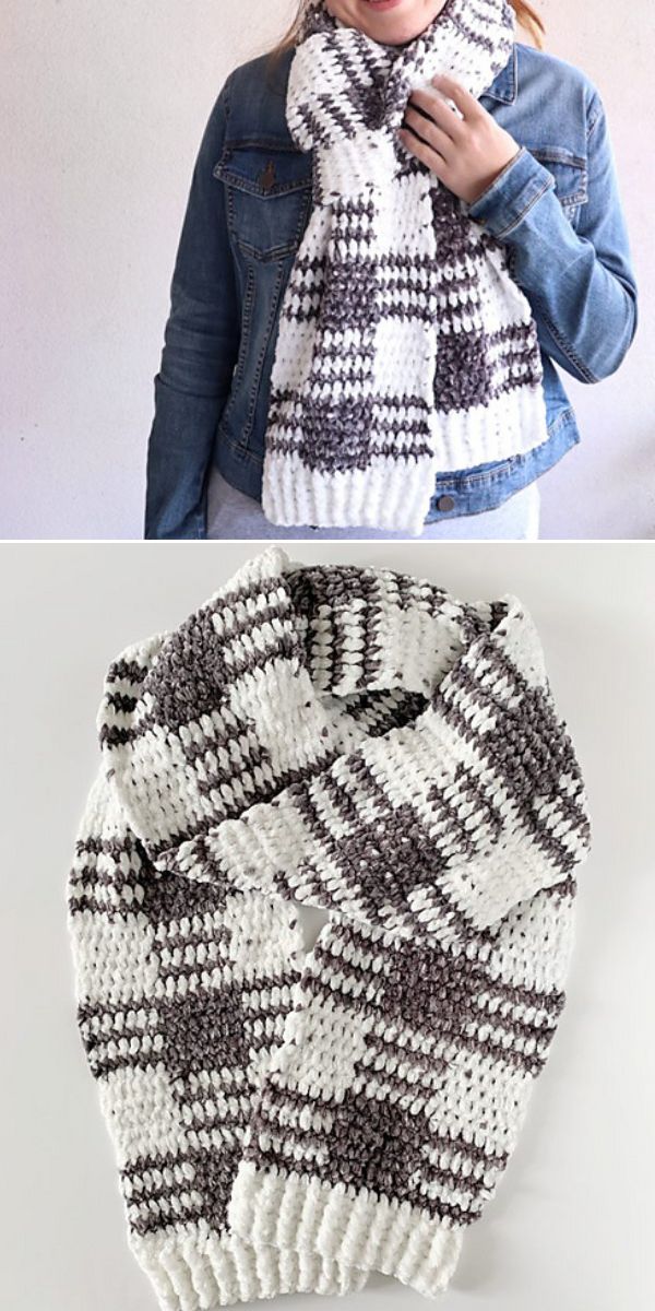 free plaid scarf crochet pattern