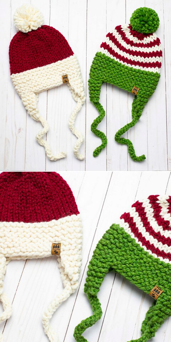 christmas ear flap hat free knitting pattern