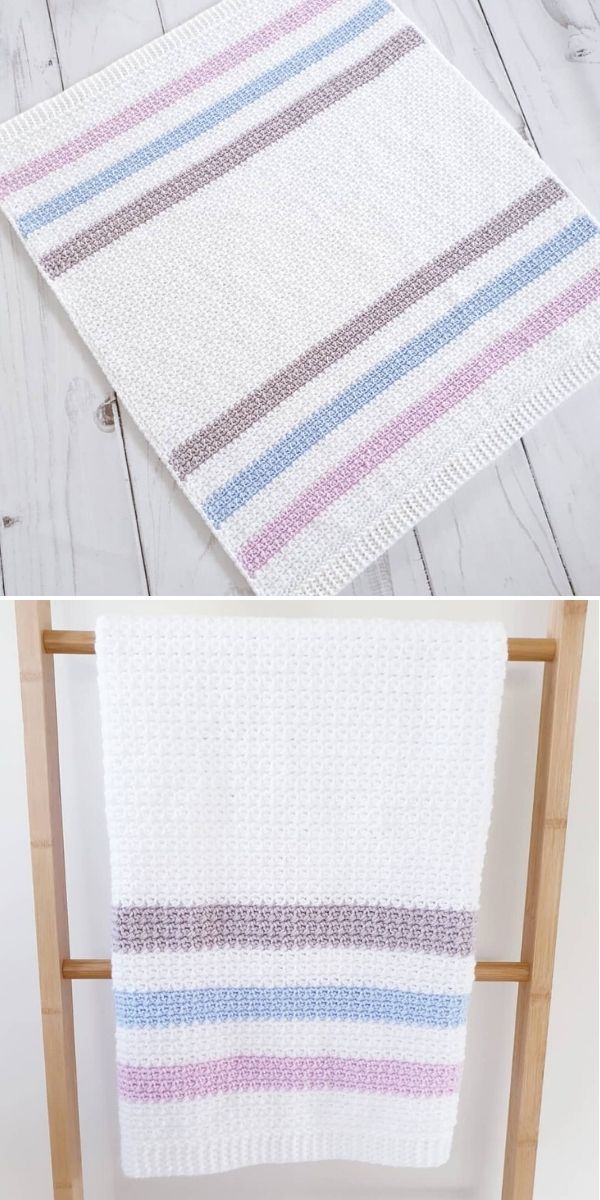 Crochet Unicorn Stripes Baby Blanket