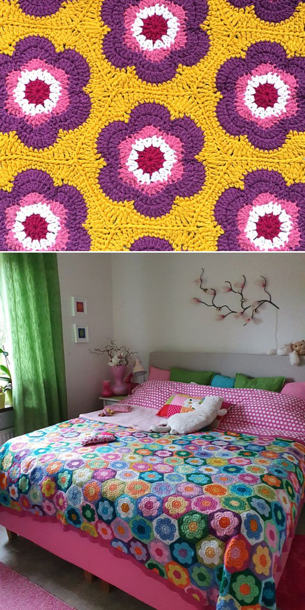 free flower hexagon crochet pattern