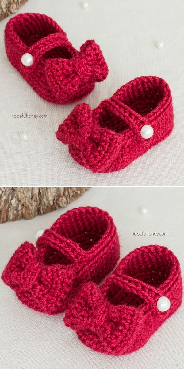 Ruby Red Mary Jane Booties Free Crochet Pattern