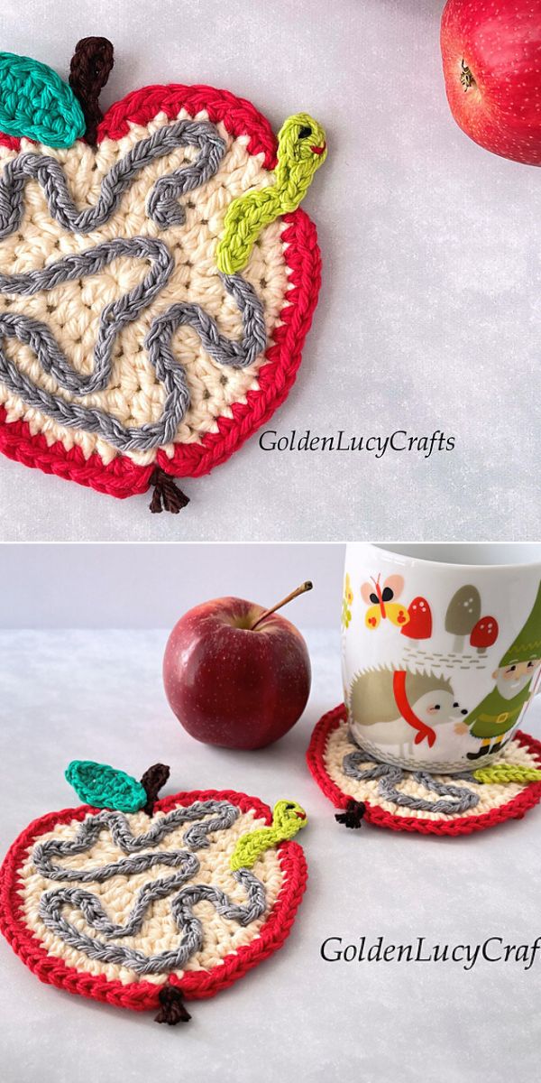 apple crochet applique free pattern