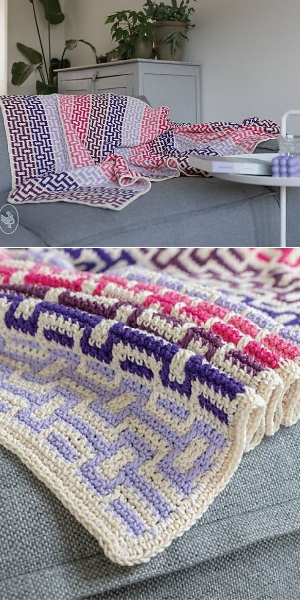 free mosaic blanket crochet pattern