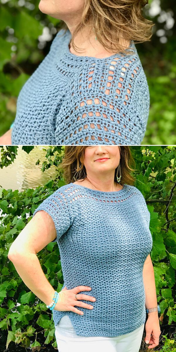mesh tee free crochet pattern