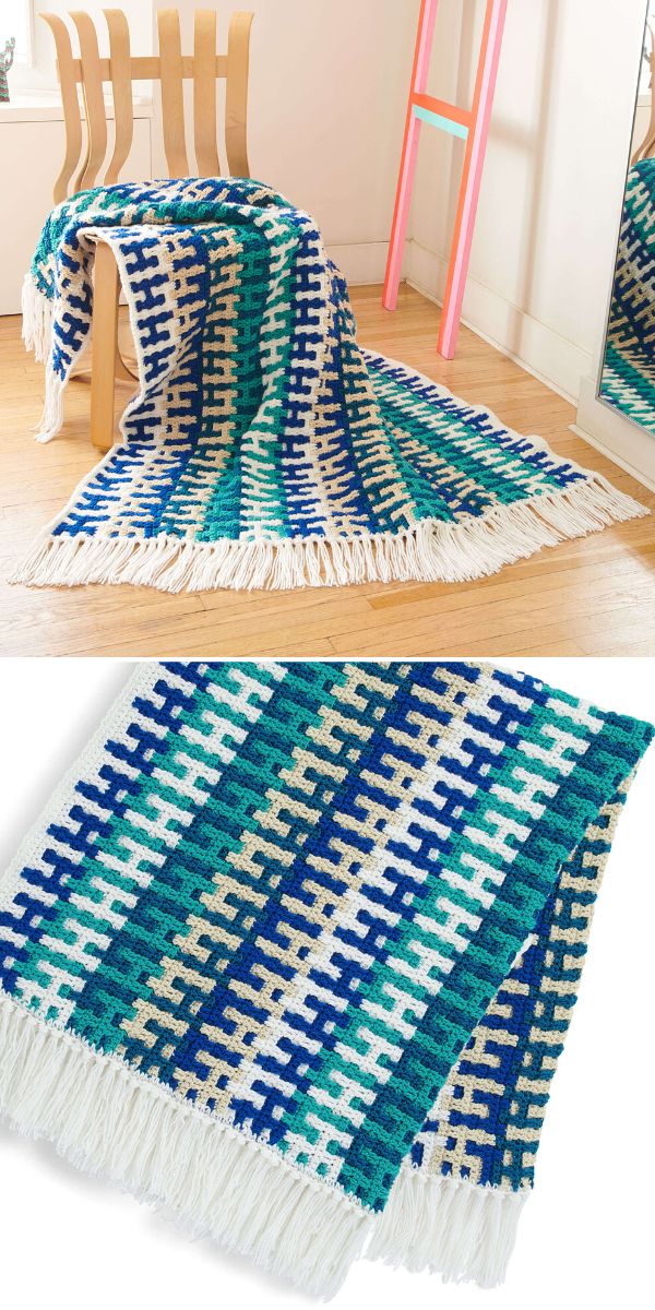 mosaic blanket free crochet pattern