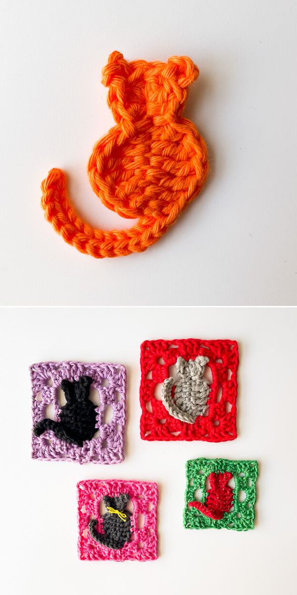 free crochet cat applique pattern