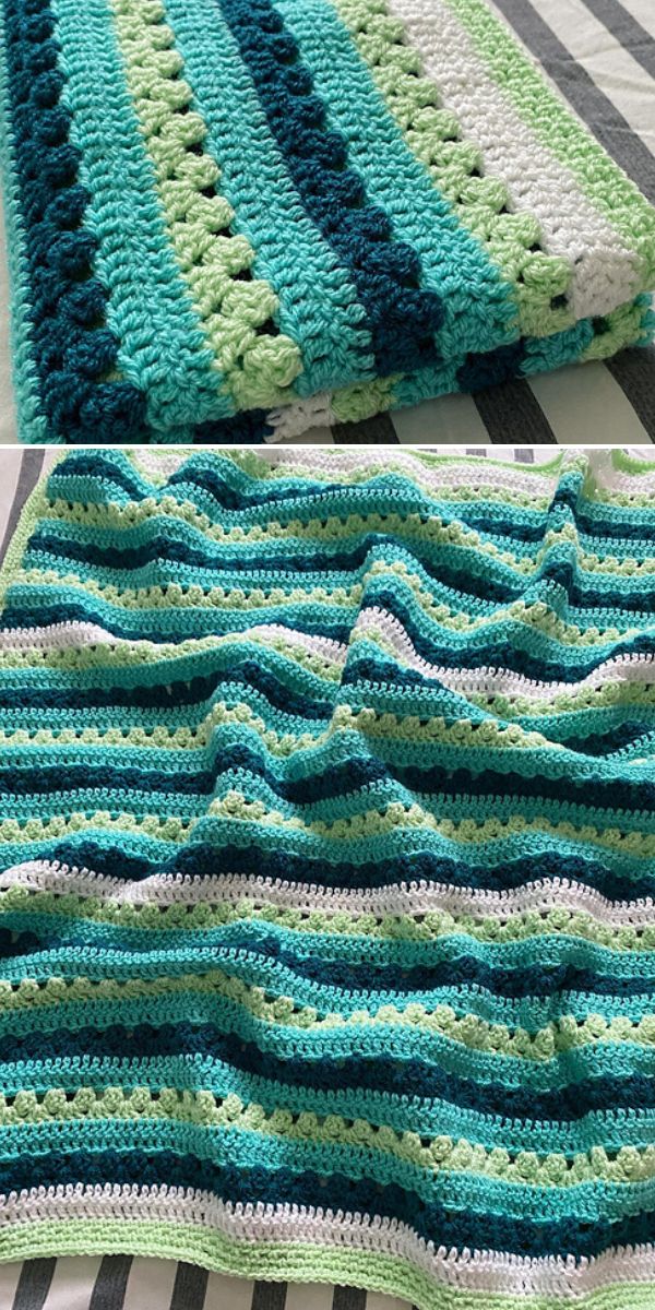 stripe baby blanket free crochet pattern