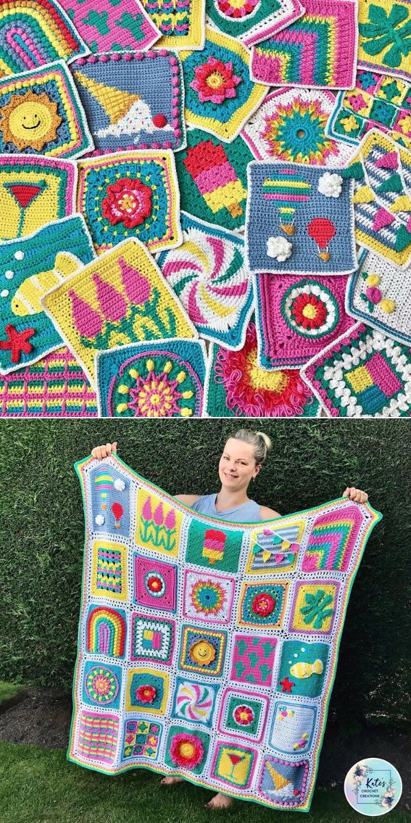 Granny Square Month CAL Blanket free crochet pattern