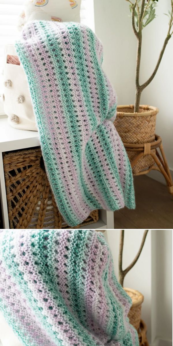 knitted eyelet blanket free pattern