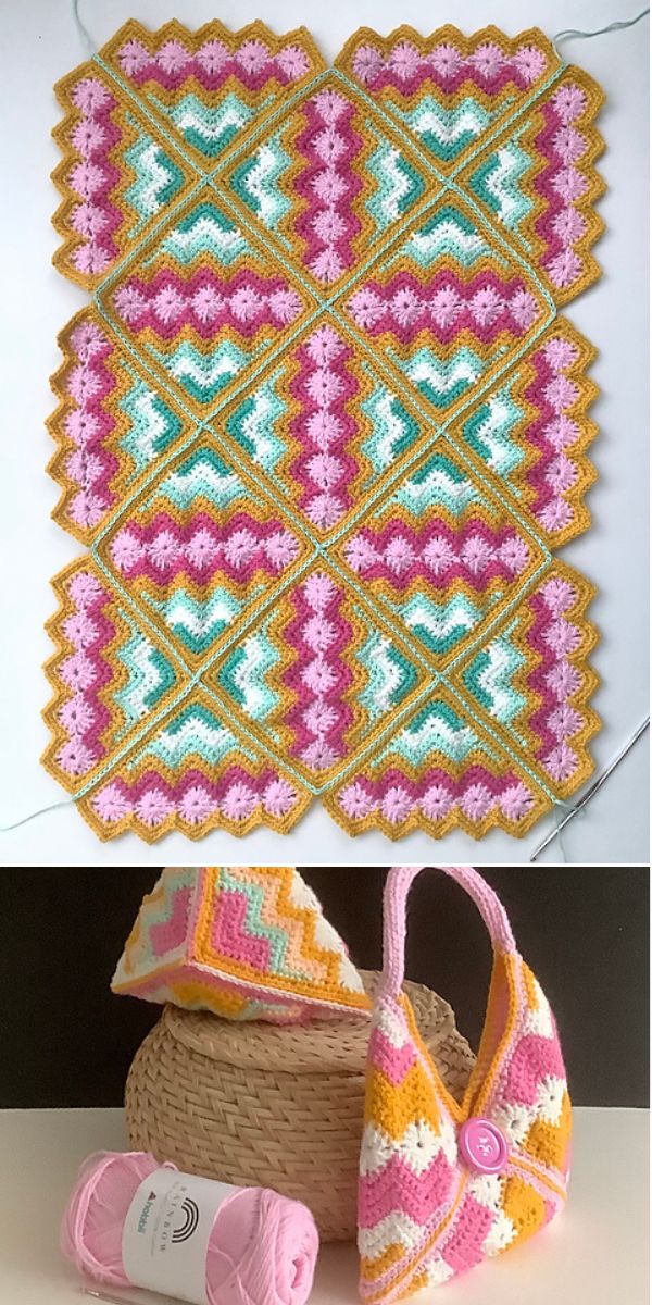 free colorful crochet square pattern