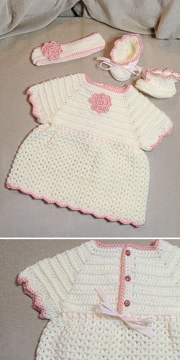 baby dress set free crochet pattern