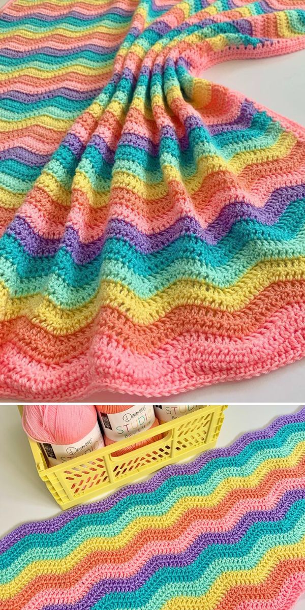 wave blanket free crochet pattern