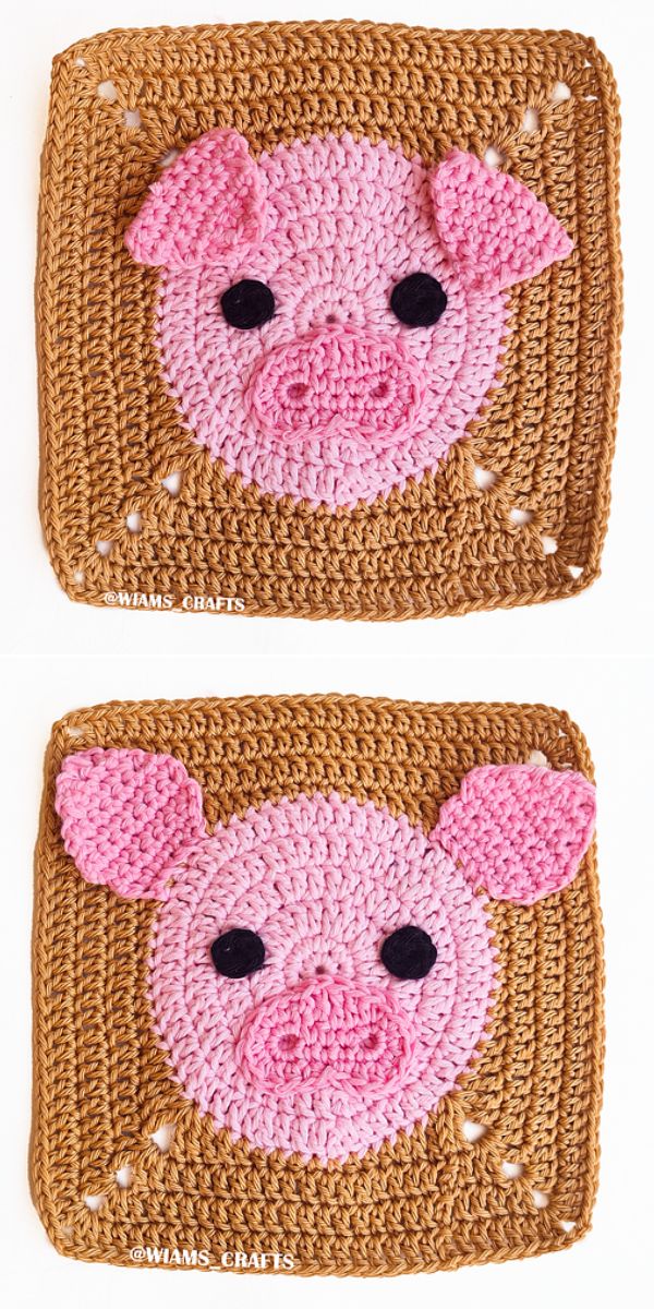 Piggy Granny Square free crochet pattern