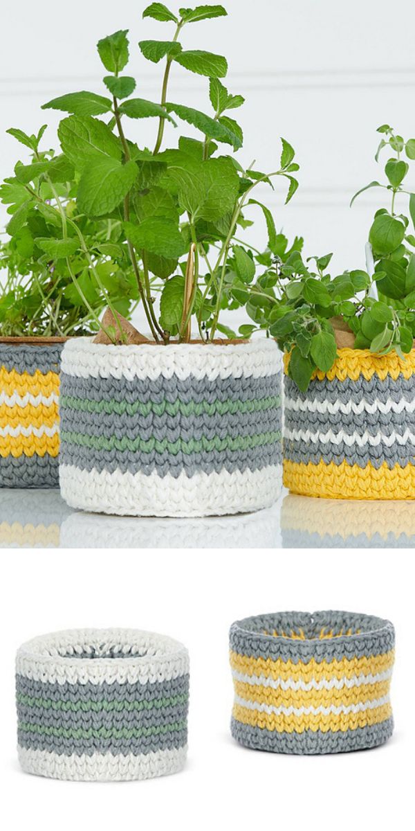plant basket free crochet pattern
