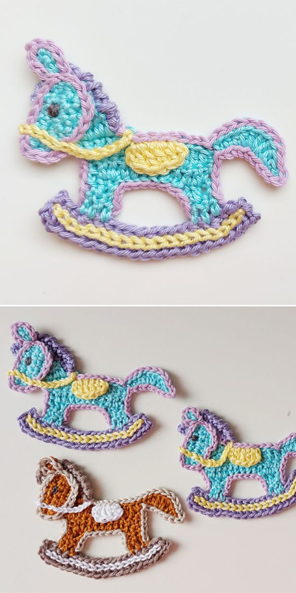 Rocking horse applique free crochet pattern