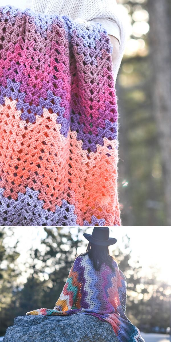 free crochet granny ripple blanket