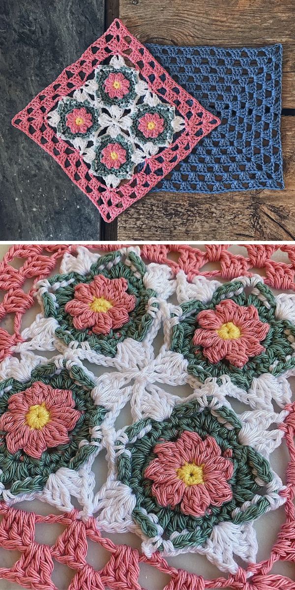 crochet floral square free pattern