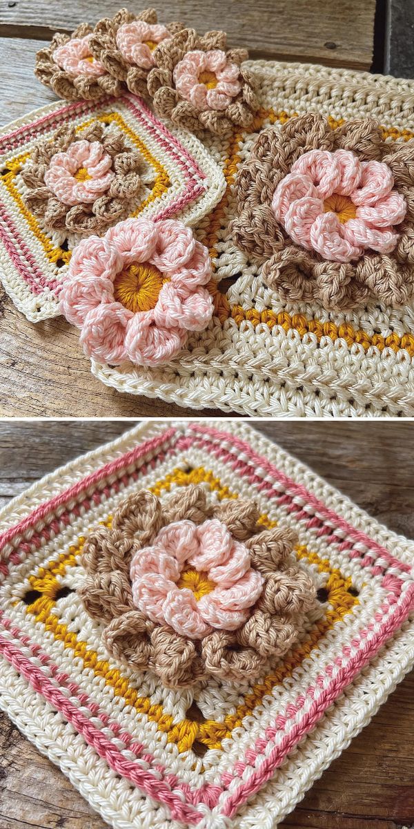 free flower square crochet pattern
