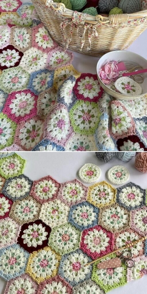 free hexagon blanket crochet pattern