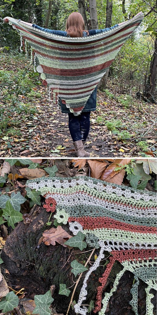 free crochet woodland shawl pattern