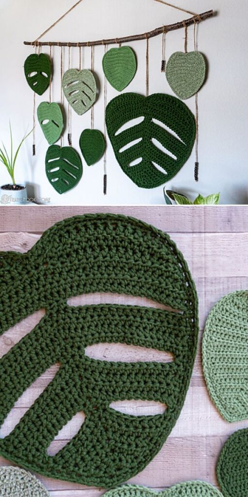 Monstera Leaves Wall Hanging crochet pattern