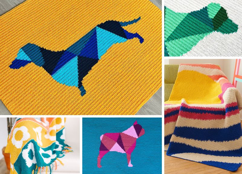 Colorful Intarsia Crochet Blankets