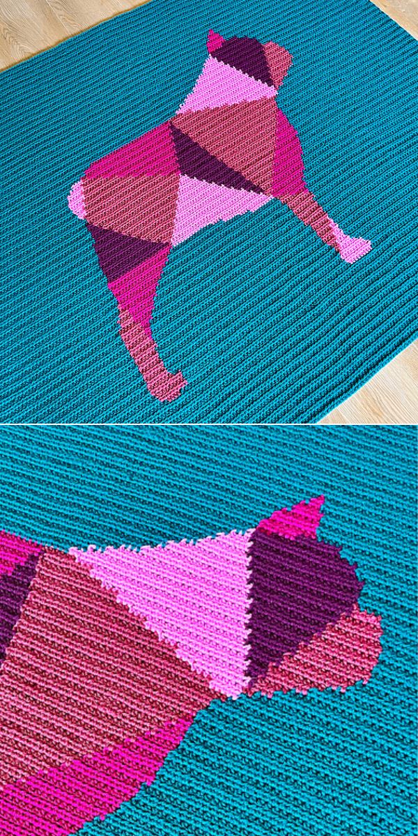 french bulldog intarsia blanket free crochet pattern