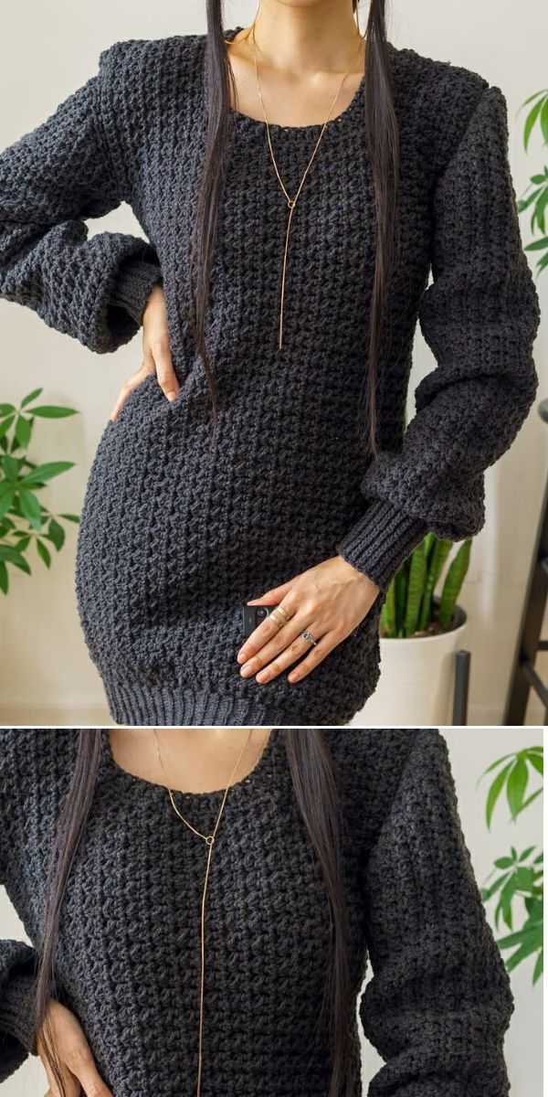 Crochet Sweater Dress free pattern
