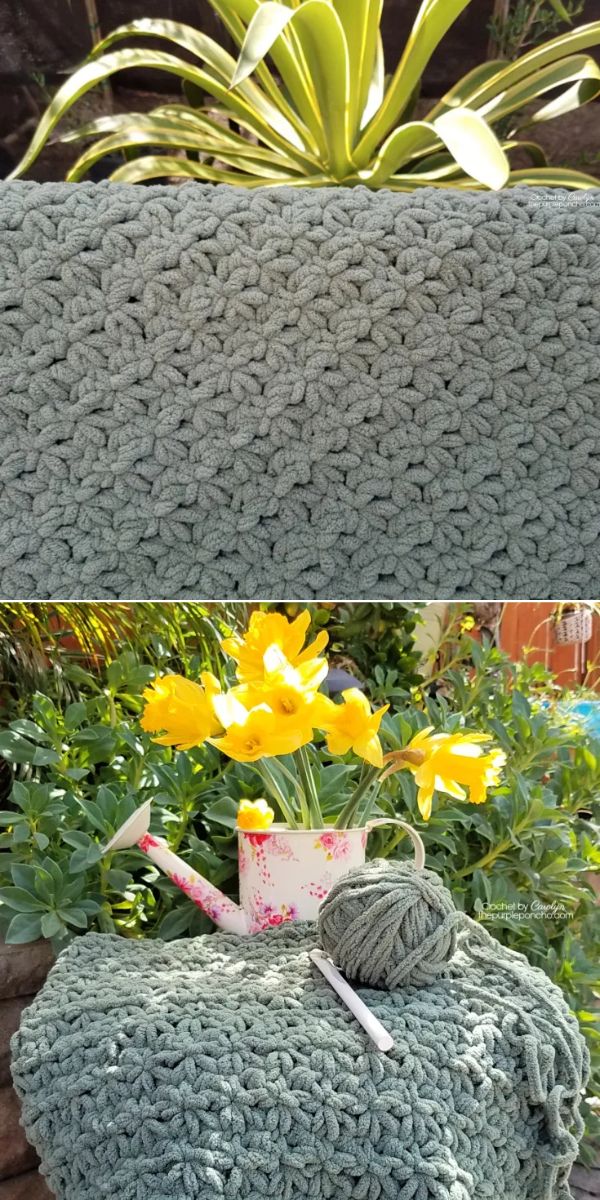 free crochet flower blanket pattern