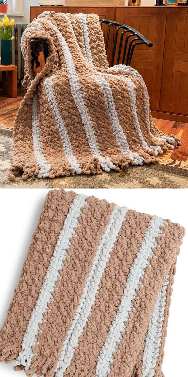 free crochet stripes blanket pattern