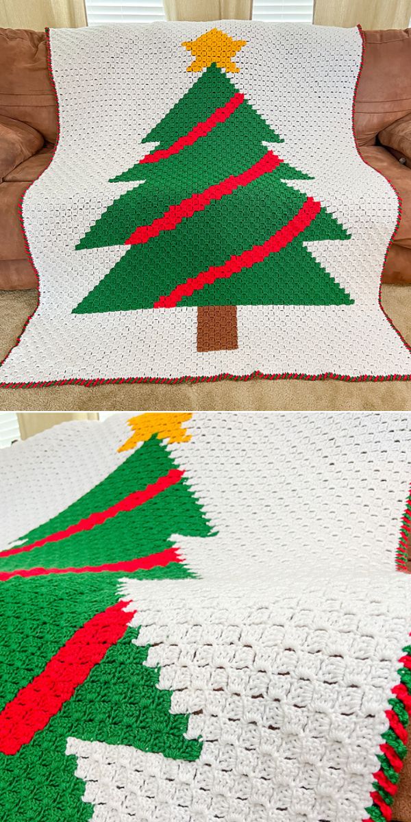 Christmas Tree Blanket free crochet pattern