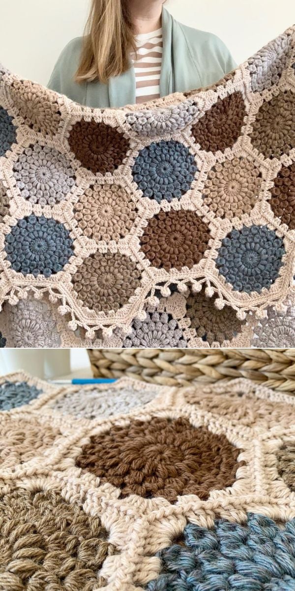 crochet hexagon blanket free pattern