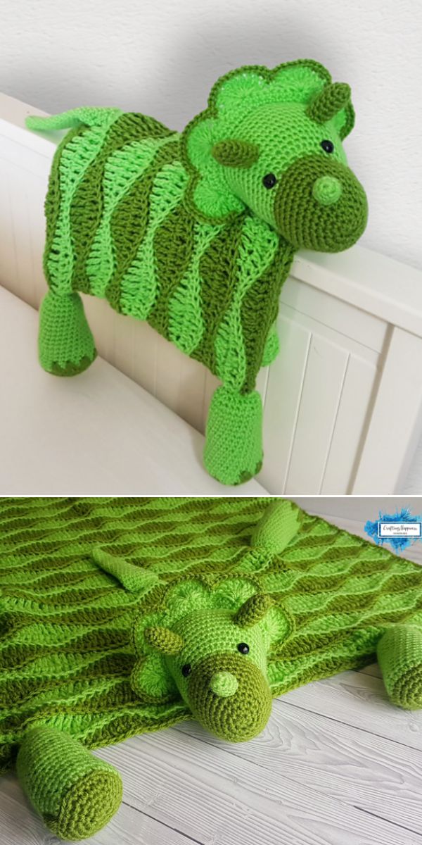 free dinosaur baby blanket crochet pattern
