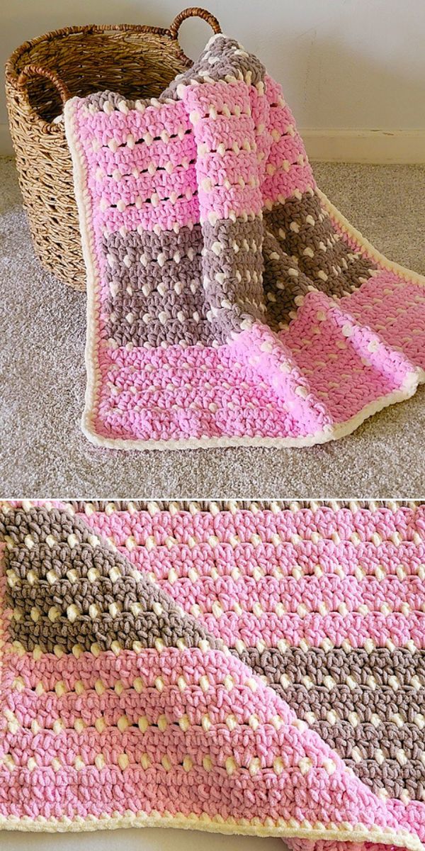 Love Triangles Granny Stripe Baby Blanket - One Dog Woof