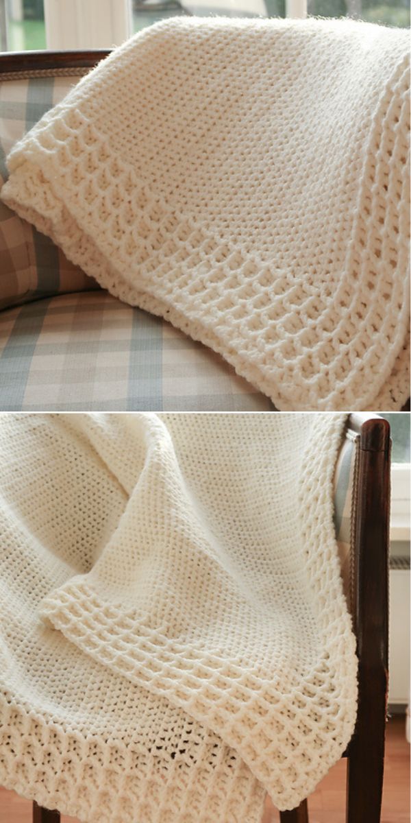 waffle crochet blanket free pattern