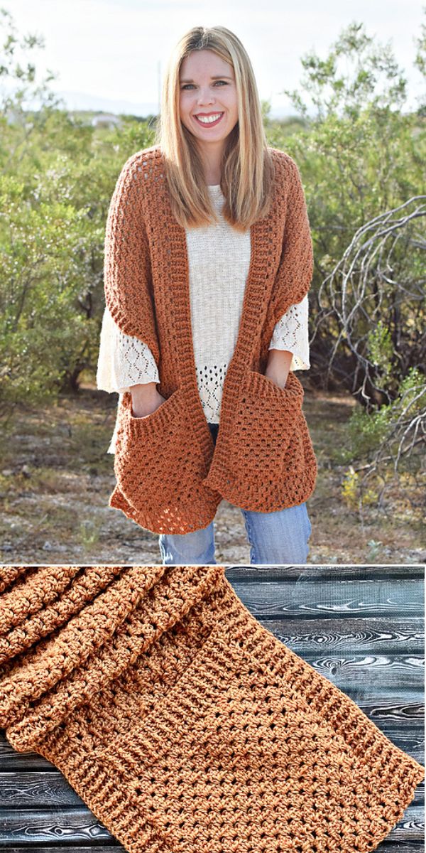 free crochet pocket shawl pattern
