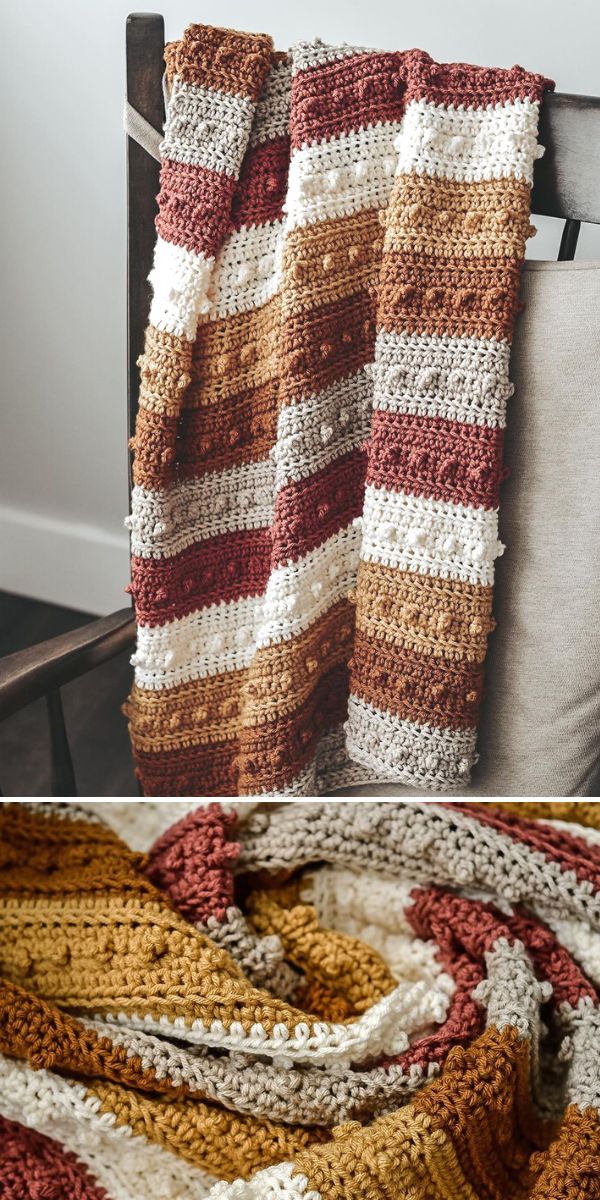crochet stripe blanket free pattern