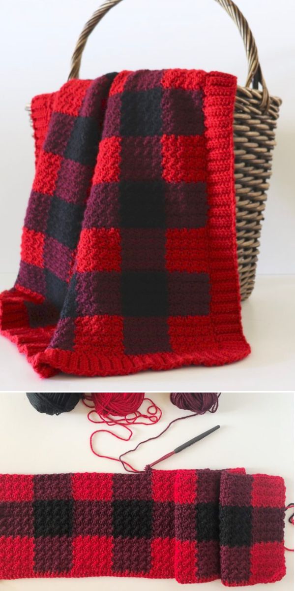 free crochet tartan blanket pattern