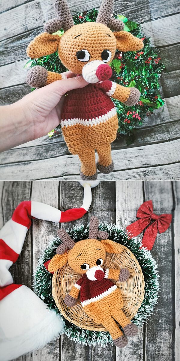 free crochet reindeer lovey pattern