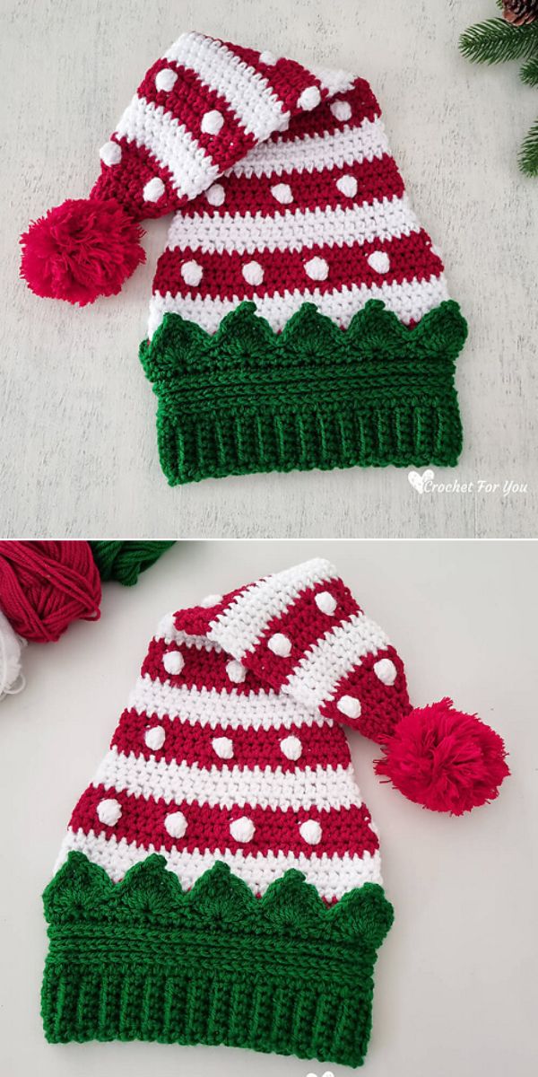Santa helper hat free crochet pattern