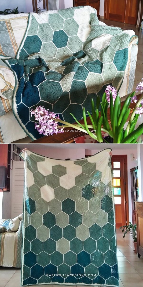 free crochet hexagon blanket pattern