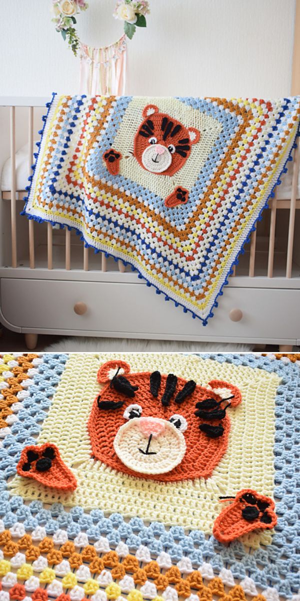 free tiger baby blanket crochet pattern