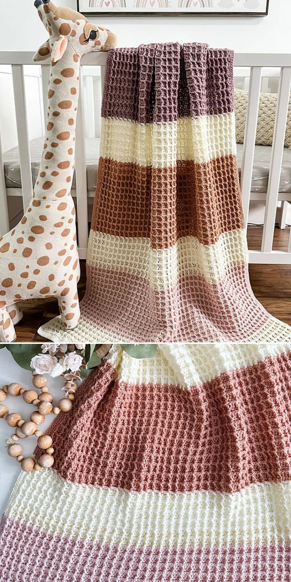 waffle stitch blanket crochet free pattern