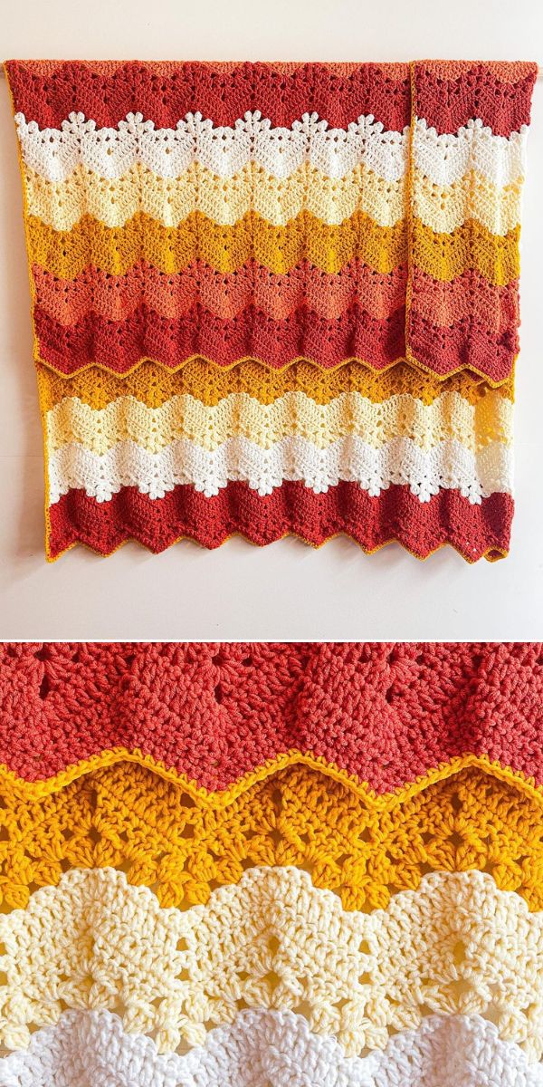 free crochet wavy baby blanket pattern