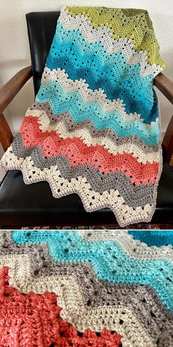 wavy blanket free crochet pattern